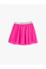 Koton Pleated Tulle Skirt with Shimmer. Elastic Waist, Lined.