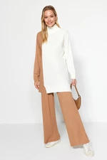 Trendyol Camel Color Block Sweater-Pants Sweater Top-Upper Set
