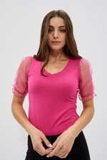 Blouse with decorative sleeves - pink