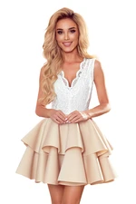 Two-tone dress with a lace neckline Numoco