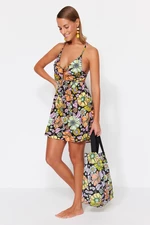 Trendyol Floral Print Mini Woven Cut Out/Window Beach Dress