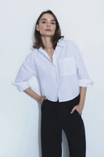 DEFACTO Crop Shirt Collar Poplin Long Sleeve Shirt