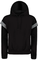 Trendyol Men's Black Oversized Fit Hoodie with Reflective Detail and a Soft Pillow Inside Sweatshirt