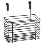 Czarny metalowy koszyk wiszący na drzwiczki kuchenne Wenko Slim, wys. 25 cm