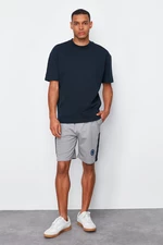 Trendyol Gray Regular Cut Color Block Labeled Elastic Waist Shorts