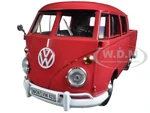 Volkswagen Type 2 (T1) Double Cab Pickup Truck Wax Red 1/24 Diecast Model Car by Motormax