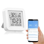 Tuya WIFI Temperature Humidity Smart Sensor Clock Digital Display Remote Control Thermometer Support Alexa Google Assist