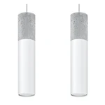 Bielo-sivé závesné svietidlo Nice Lamps Edo, dĺžka 34 cm