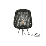 Čierna stolová lampa z bambusu WOOOD Moza, ø 36 cm
