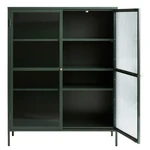 Zelená kovová vitrína Unique Furniture Bronco, výška 140 cm