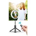 Selfie tyč Eaxus Stativ/LED Ringlicht/Selfie Stick Set, 92 cm, černá, kov