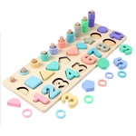 Wooden Magnetic Match Fishing Board Puzzle Toy Set Count Number Matching Digital Shape Early Educational Toy Gift for Bo