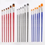6 Pcs Oil Brush Set Nylon Painting Brush Flat Round Head for Student Drawing