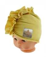 Baby Nellys Jarní/podzimní bavlněná čepice - turban, hořčicová, vel. 68-74 (6-9m)