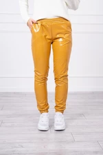 Two-layer trousers with velour mustard