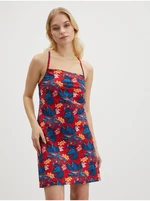 Modro-červené dámské květované krátké šaty na ramínka Tommy Jeans - Dámské