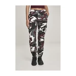 Camo Cargo Women's High Waisted Trousers with Burgundy Mask