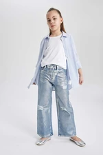 DEFACTO Girl Wide Leg Ripped Detailed Trousers