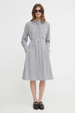 Bavlnené šaty Tommy Hilfiger tyrkysová farba,mini,áčkový strih,WW0WW41001