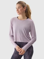 Dámské tričko s dlouhými rukávy crop-top na jógu s přídavkem modálu - fialové