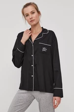 Pyžamová košile Karl Lagerfeld dámská, černá barva