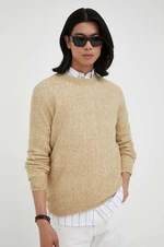 Vlněný svetr American Vintage pánský, béžová barva, lehký