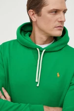 Mikina Polo Ralph Lauren pánská, zelená barva, s kapucí, hladká, 710766778
