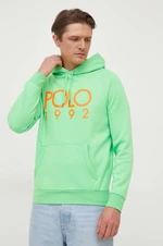 Mikina Polo Ralph Lauren pánská, zelená barva, s kapucí, s potiskem, 710926979