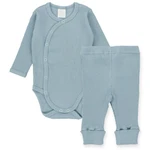 mbaby Zavinovací žebrované body + tepláčky, 2D sada , mátové, vel. 68