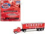 1941-1946 Chevrolet Truck and Trailer Set "Liberty Trucking Co." Red 1/87 (HO) Scale Model by Classic Metal Works