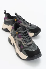 LuviShoes Lecce Black-Purple Multi Women's Sneakers