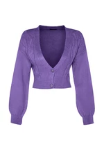 Trendyol Purple Crop puha texturált kötöttáru Cardigan
