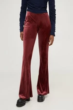 Kalhoty Answear Lab dámské, vínová barva, zvony, high waist