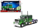 1992 Peterbilt 379 Truck Tractor Green Two-Tone and Purple "The Incredible Hulk" "Marvel Avengers" Series Diecast Model by Jada