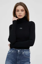 Svetr Calvin Klein Jeans dámský, černá barva, s golfem