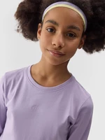 Dívčí hladké tričko regular s dlouhými rukávy - fialové