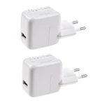 2X White Charger Adapters European Standards For Ipad / Iphone / Ipod / Smartphones 2.1A