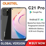 Oukitel C21 Pro Smartphone 4GB 64GB 6.39"HD+4000mAh Octa Core Android11 Mobile Phone MT6762D 21M/8M Camera Cell Phone