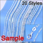 Sample Order 20Pcs Mix 20 Styles 18" Genuine 925 Sterling Silver Link Necklace Set Chains+Lobster Clasps 925 Silver Tag