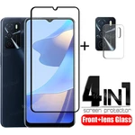 4-in-1 For OPPO A54S Glass For OPPO A54S Tempered Glass Full Cover Glue 9H HD Screen Protector For OPPO A16 A16S A54S Lens Glass