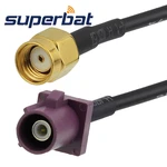 Superbat Fakra "D" Male Straight to RP-SMA Plug (socket pin) Straight Adapter Cable RG174 15cm RF Coaxial Cable