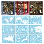 Christmas Glass Window Stickers 9 Sheets Wall Sticker Decal Decor for Home Festival Holiday Party Backdrop Decor