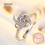 D Color Real Moissanite Diamond Clover Ring Pure S925 Sterling Silver Wedding Fine Jewelry Bague anillos for Women