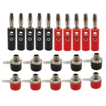 10Pair Silver 4mm Banana Plug Male and Female 4mm Banana Jack Panel Mount Banana Socket Terminal Connector Adapter Red Black