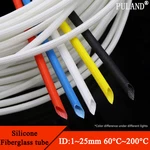 ID 1 ~ 25mm Silicone Fiberglass Sleeving Flame Resistant Silicone Resin Insulate Cable Protect Tubing 200 Deg.C