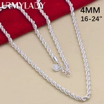 16-24inch for women men Beautiful fashion 925 Sterling Silver charm 4MM Rope Chain Necklace fit pendant high quality jewelry