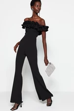 Trendyol Black Frilly Woven Jumpsuit