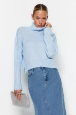 Trendyol Blue Wide Fit puha textúrájú kötöttáru pulóver