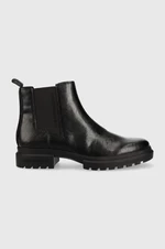 Kožené kotníkové boty Calvin Klein Jeans Cleated Chelsea Boot dámské, černá barva, na platformě