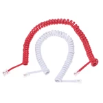 1PCs 6.5FT White Red Telephone Handset Phone Extension Cord Curly Coil Line Cable Telephone Handset Phone Extension